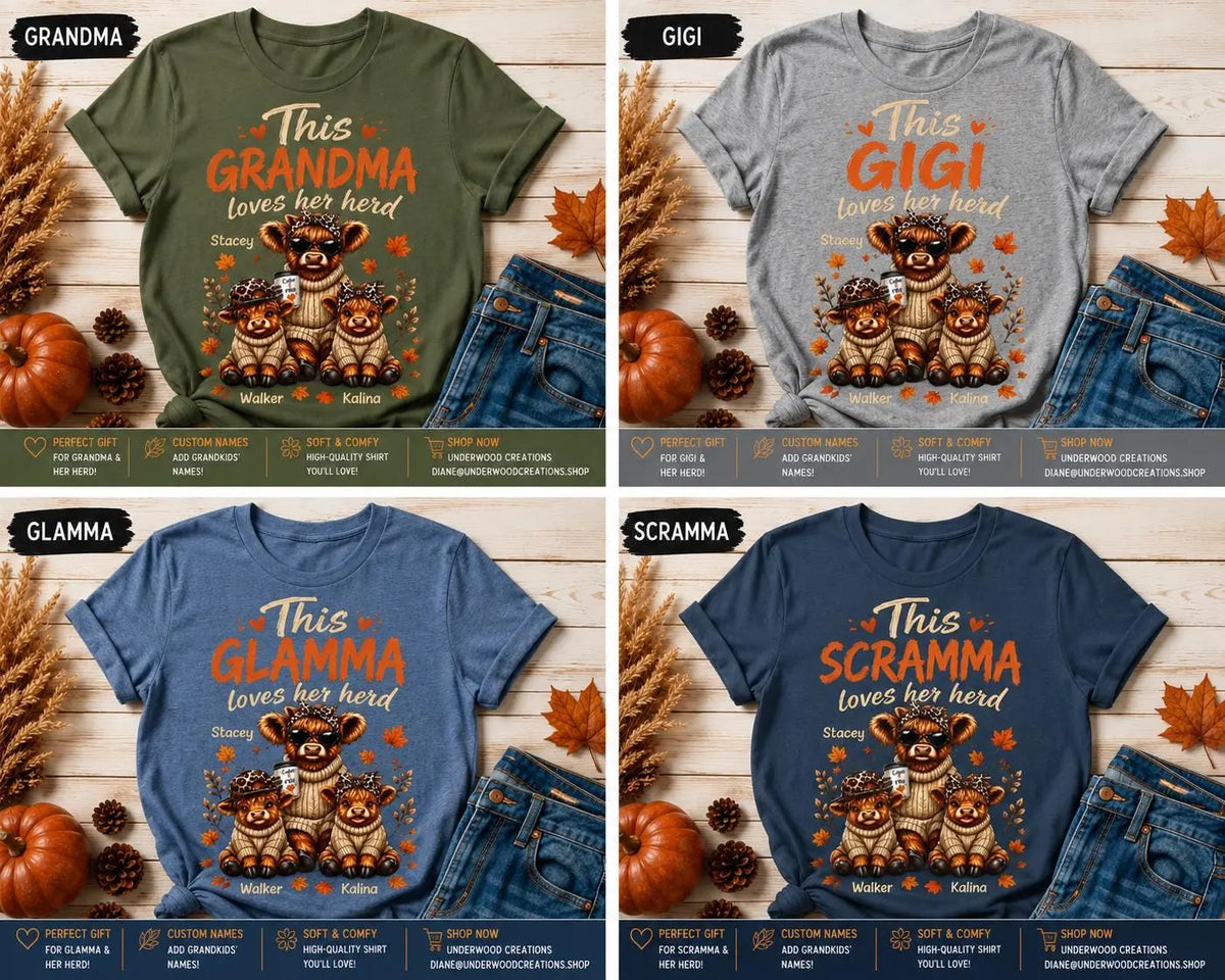 This Grandma, Glamma, Gigi, Mimi, or Any Name Loves Her Herd Sweatshirt | Cute Family, Fall Leaves
