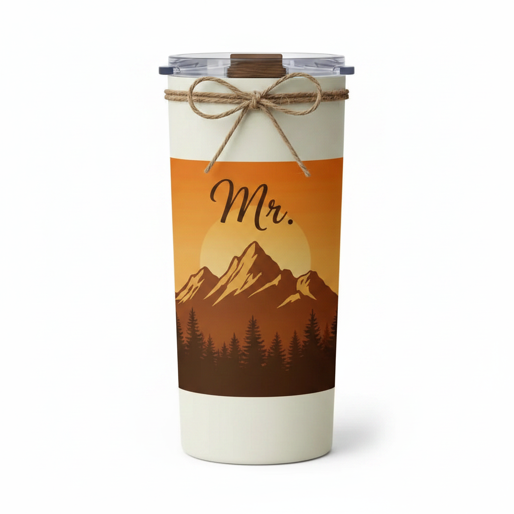Matching Mr. and Mrs. Tumblers – Mountain Print v2