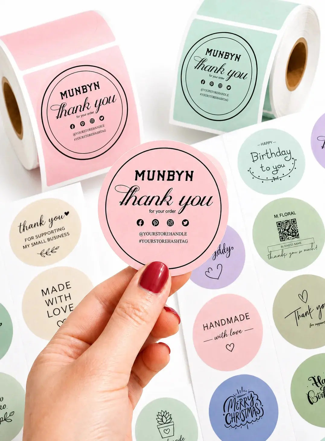 Custom Business Branding Stickers-Circle Rectangle pairs Underwood Creations