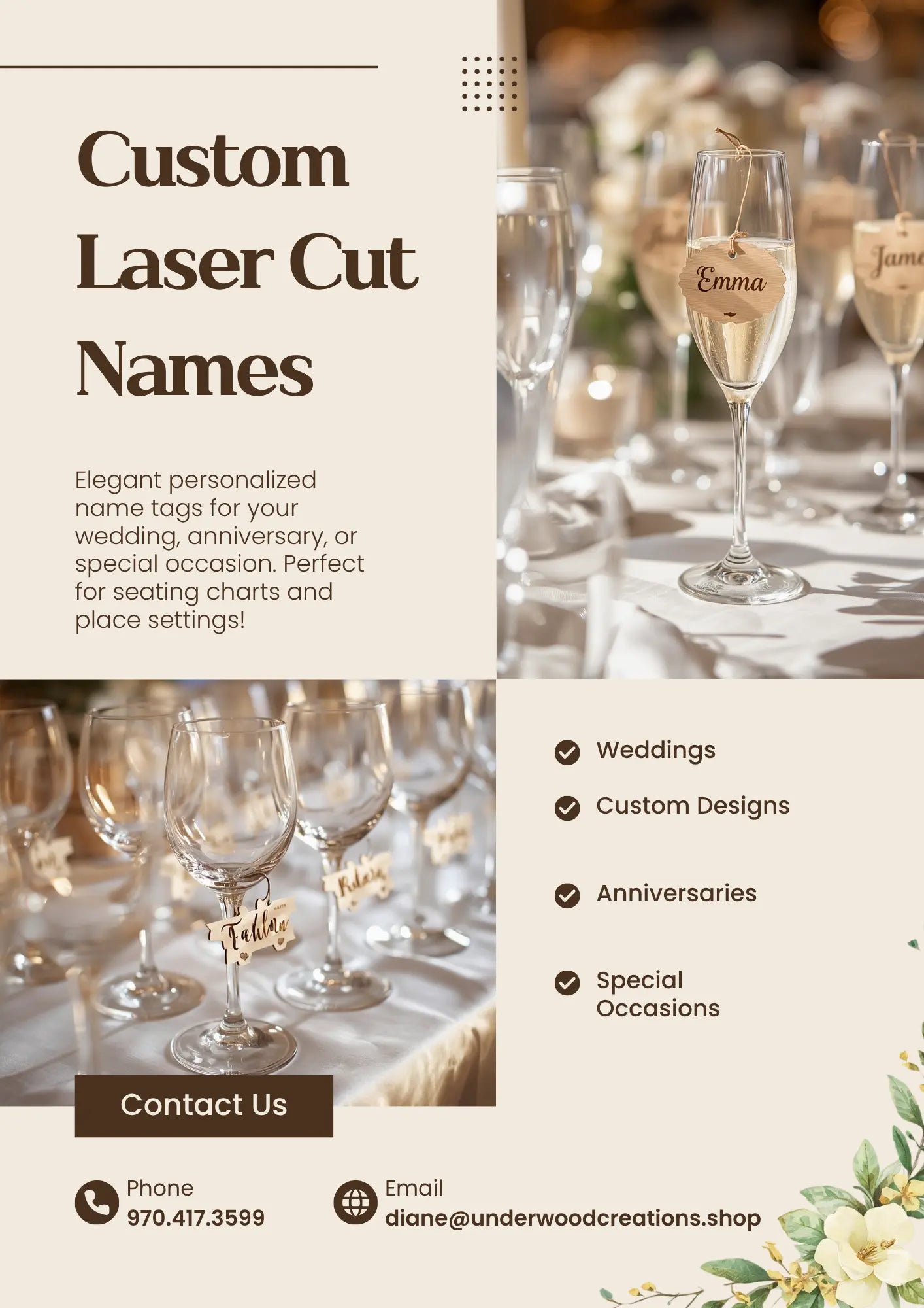 Personalized Laser Cut Wine Glass Name Tags Underwood Creations