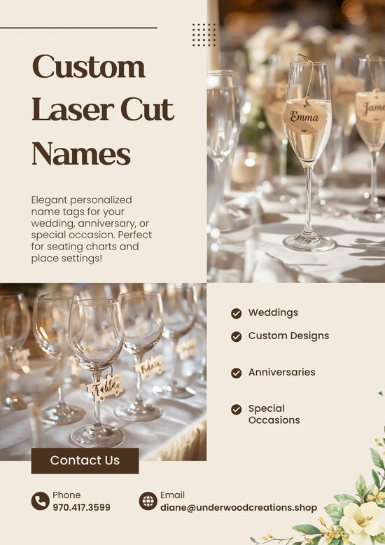 Personalized Laser Cut Wine Glass Name Tags Underwood Creations