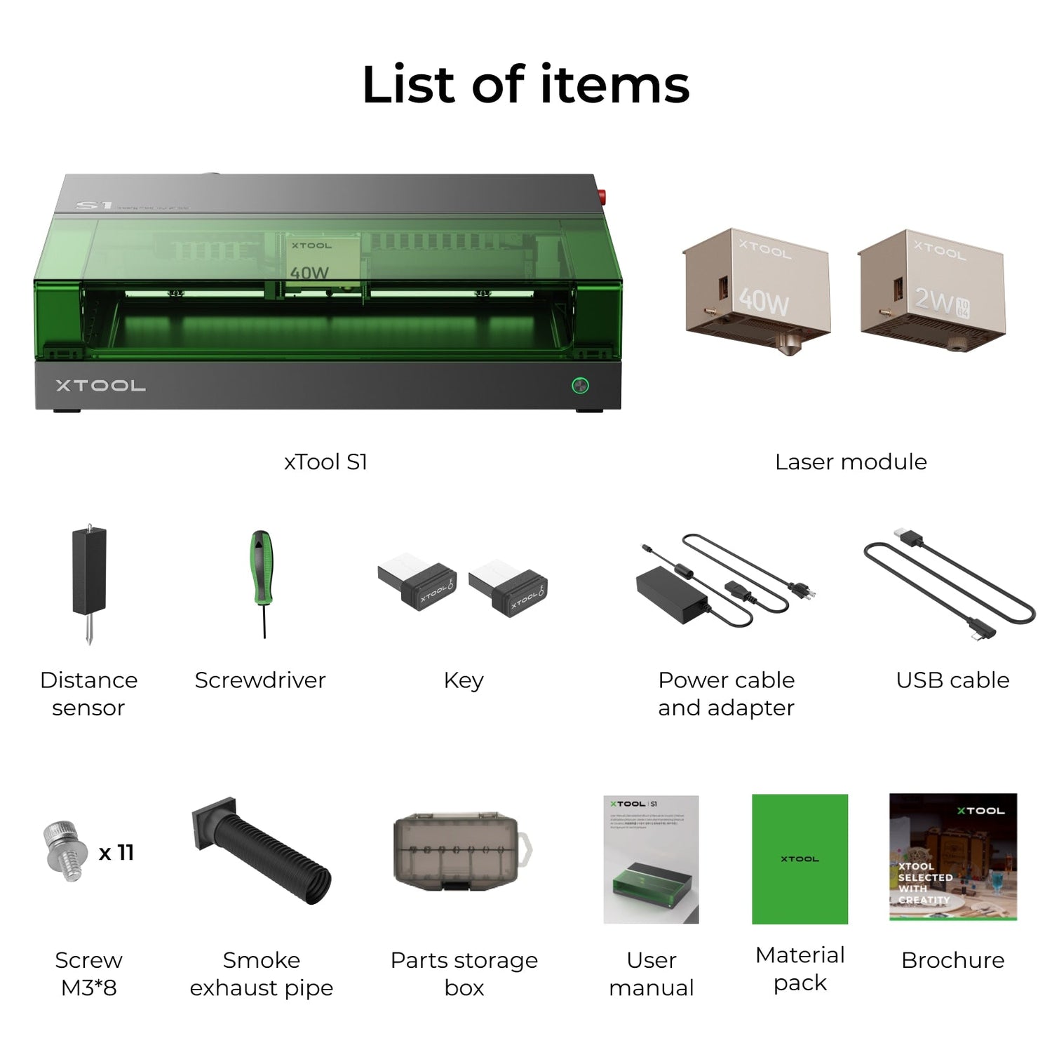 xTool S1 + 1064nm IR Laser Kit: Enclosed Diode Laser Engraver & Cutter xTool