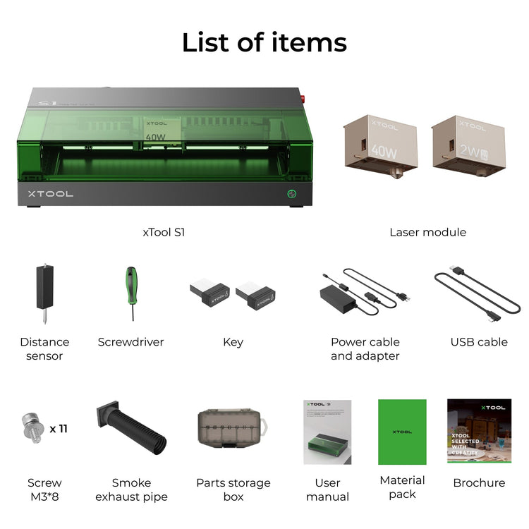 xTool S1 + 1064nm IR Laser Kit: Enclosed Diode Laser Engraver & Cutter xTool