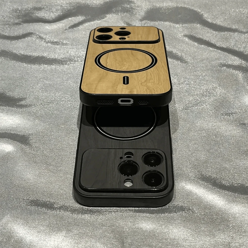Luxury Wood Grain Magsafe Shockproof iPhone Case Vogueen