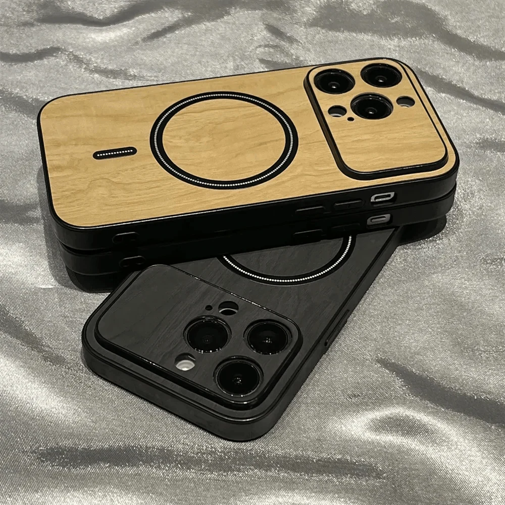 Luxury Wood Grain Magsafe Shockproof iPhone Case Vogueen