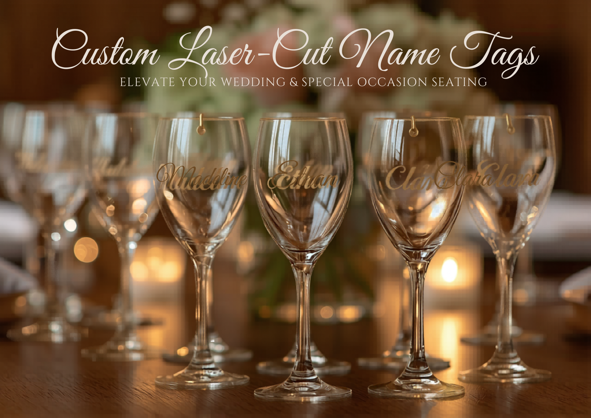 Personalized Laser Cut Wine Glass Name Tags