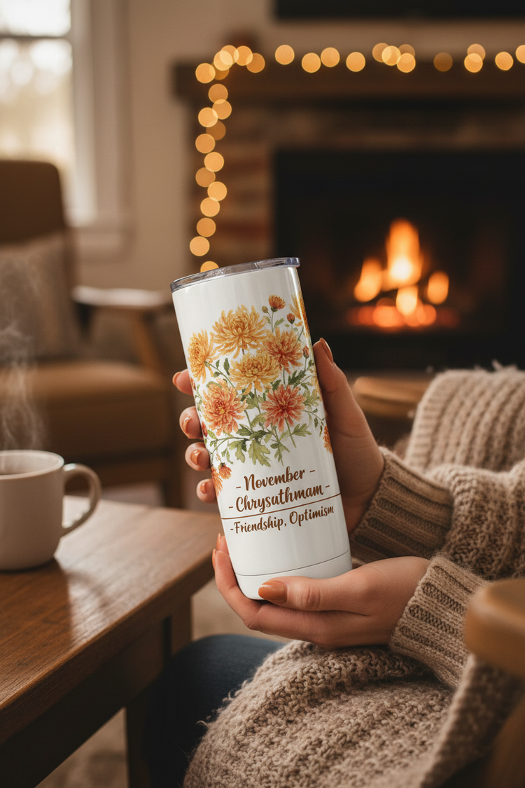 Birth Flower Tumbler - November Chrysanthemum