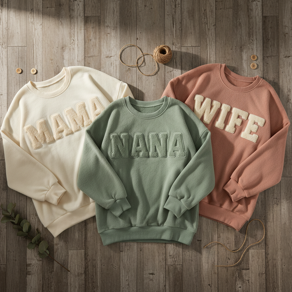 Chenille Patch Sweatshirt Flat Lay