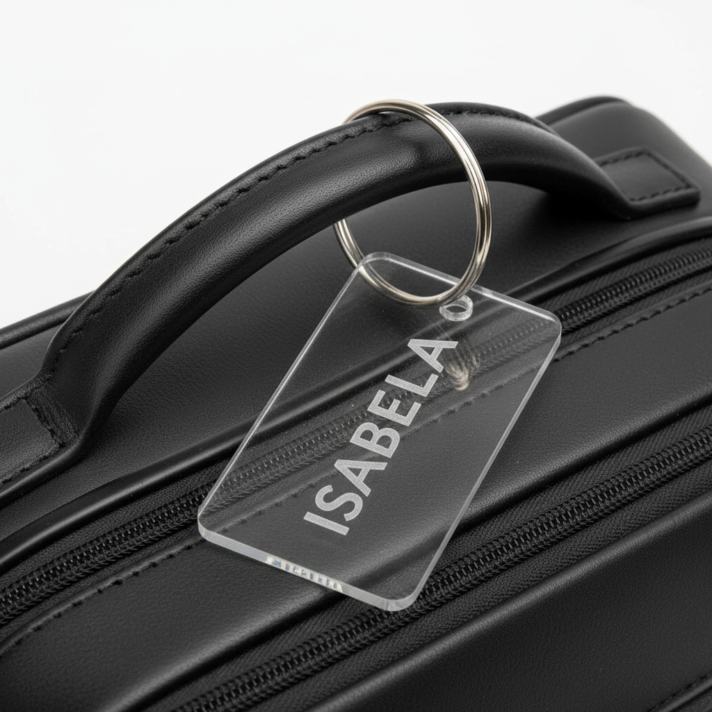 Clear acrylic bag tag