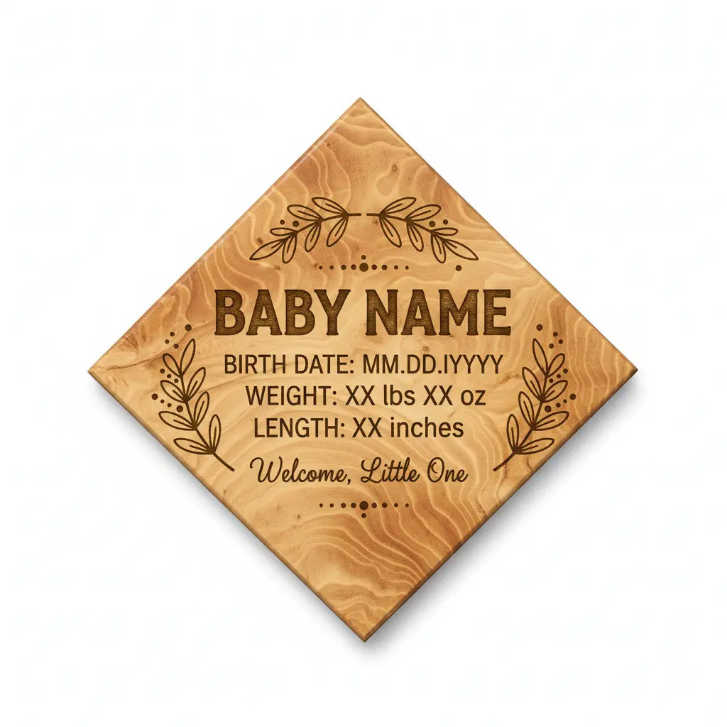Baby Announcement Sign-Laser Engraved Underwood Creations