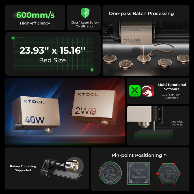 xTool S1 + 1064nm IR Laser Kit: Enclosed Diode Laser Engraver & Cutter xTool