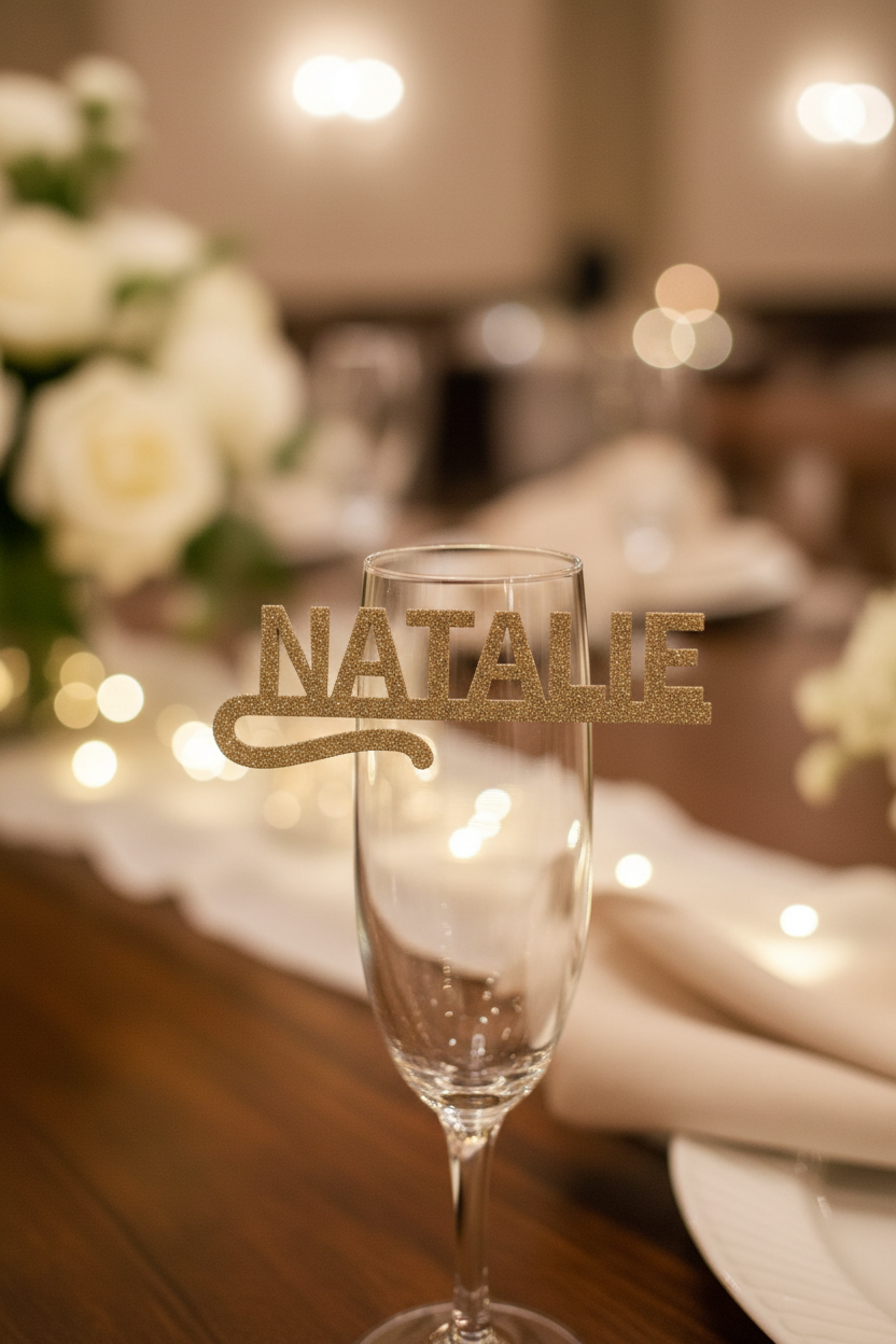 Personalized Laser Cut Wine Glass Name Tags