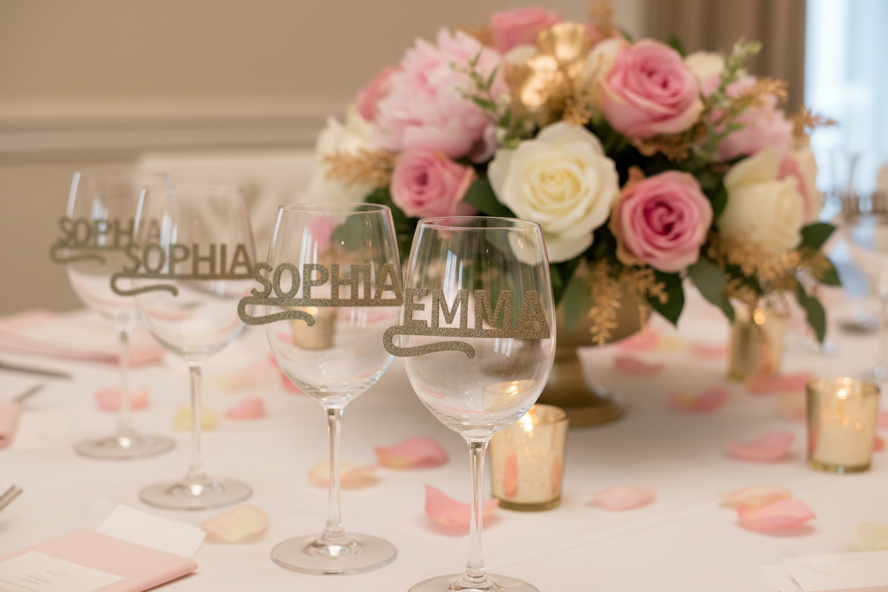 Personalized Laser Cut Wine Glass Name Tags