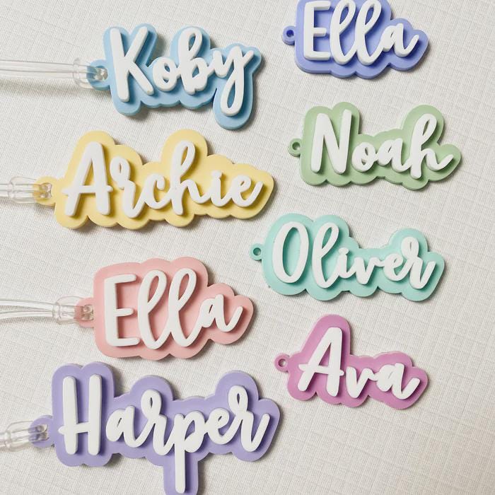 Personalized bag tags, key chains, you decide what size you want it for.