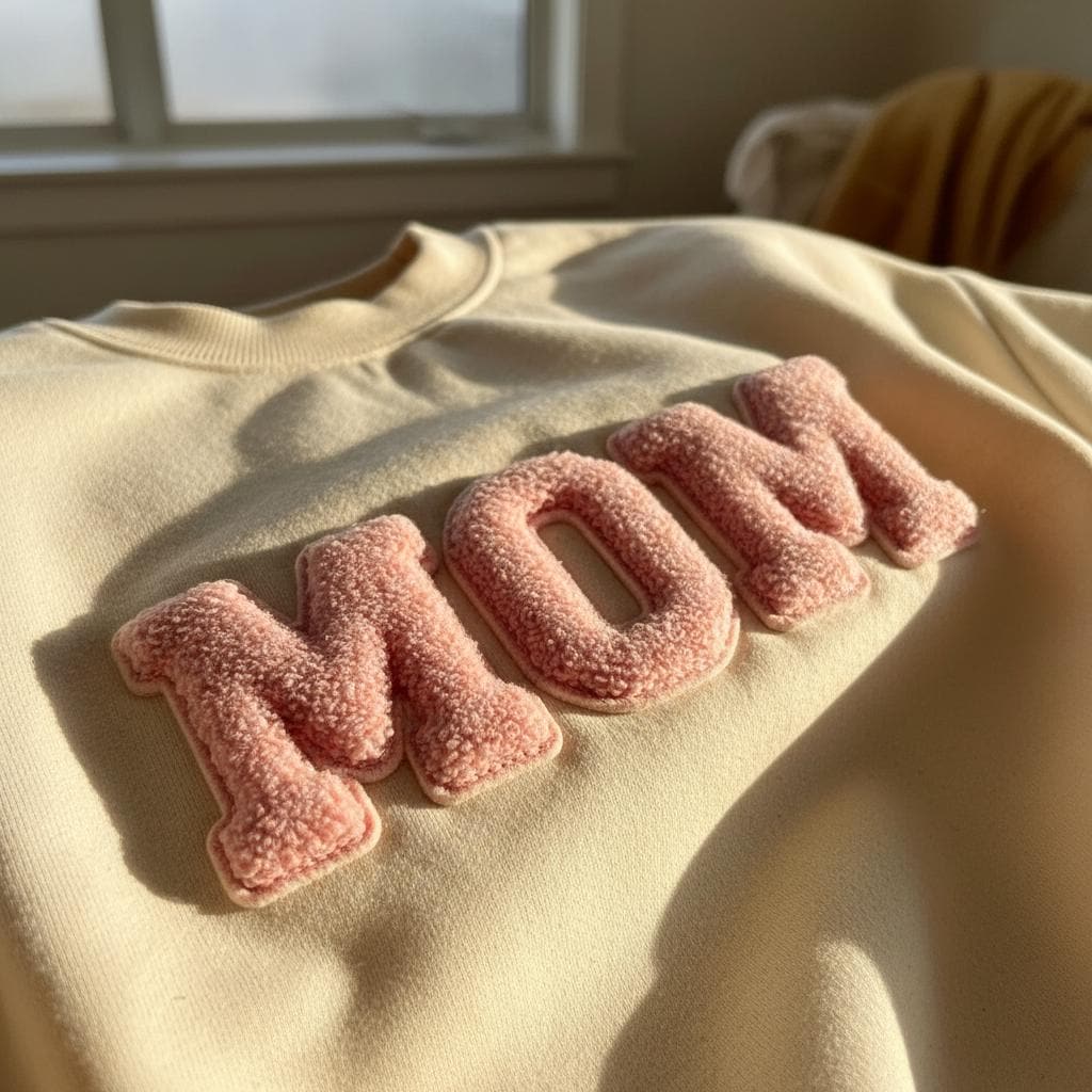 MOM Chenille Patch Close-Up