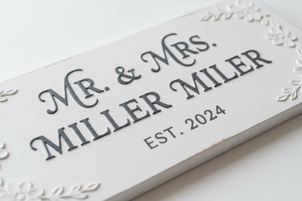 White Wedding Sign with Flower Box
