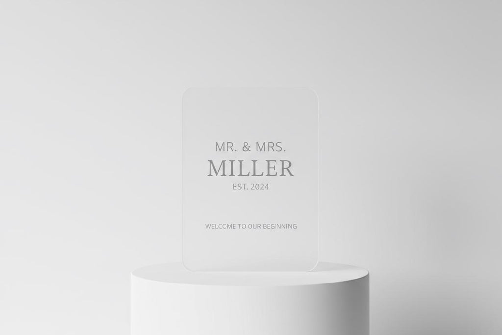 White Wedding Sign with Flower Box