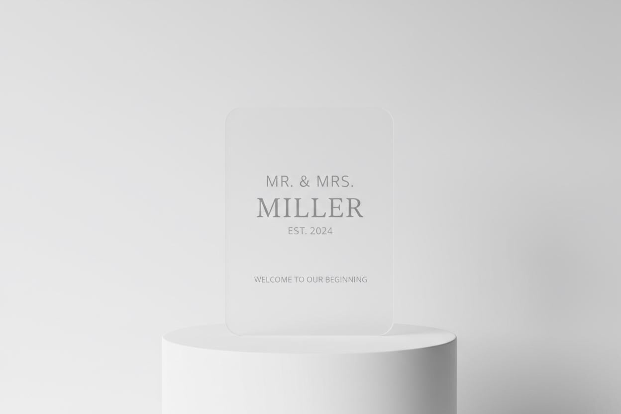 White Wedding Sign with Flower Box