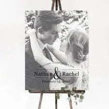 White Wedding Sign with Flower Box 24" x 36"