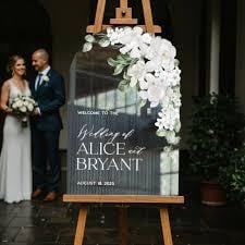 White Wedding Sign with Flower Box 24" x 36"