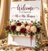White Wedding Sign with Flower Box
