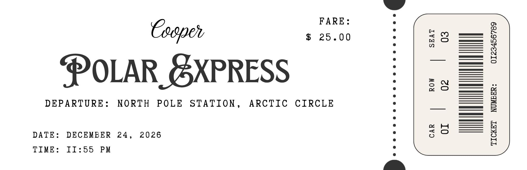 Custom Holiday Foiled Tickets