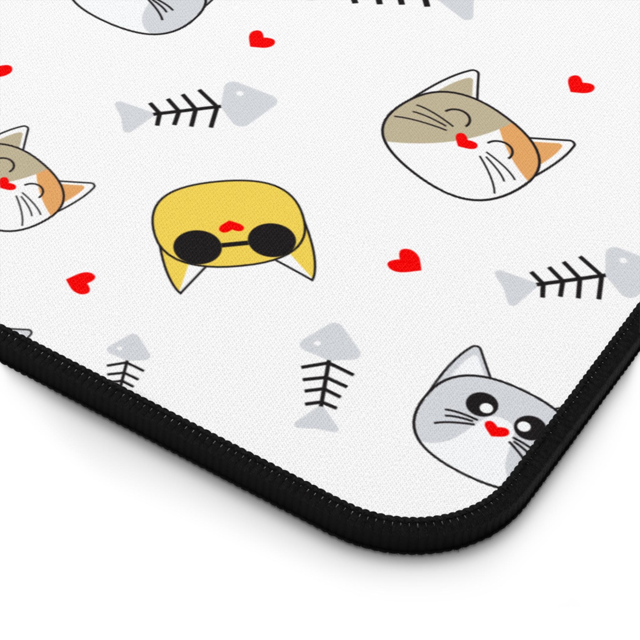 Cute Cat Faces Desk Mat | Patterned Cat Mousepad