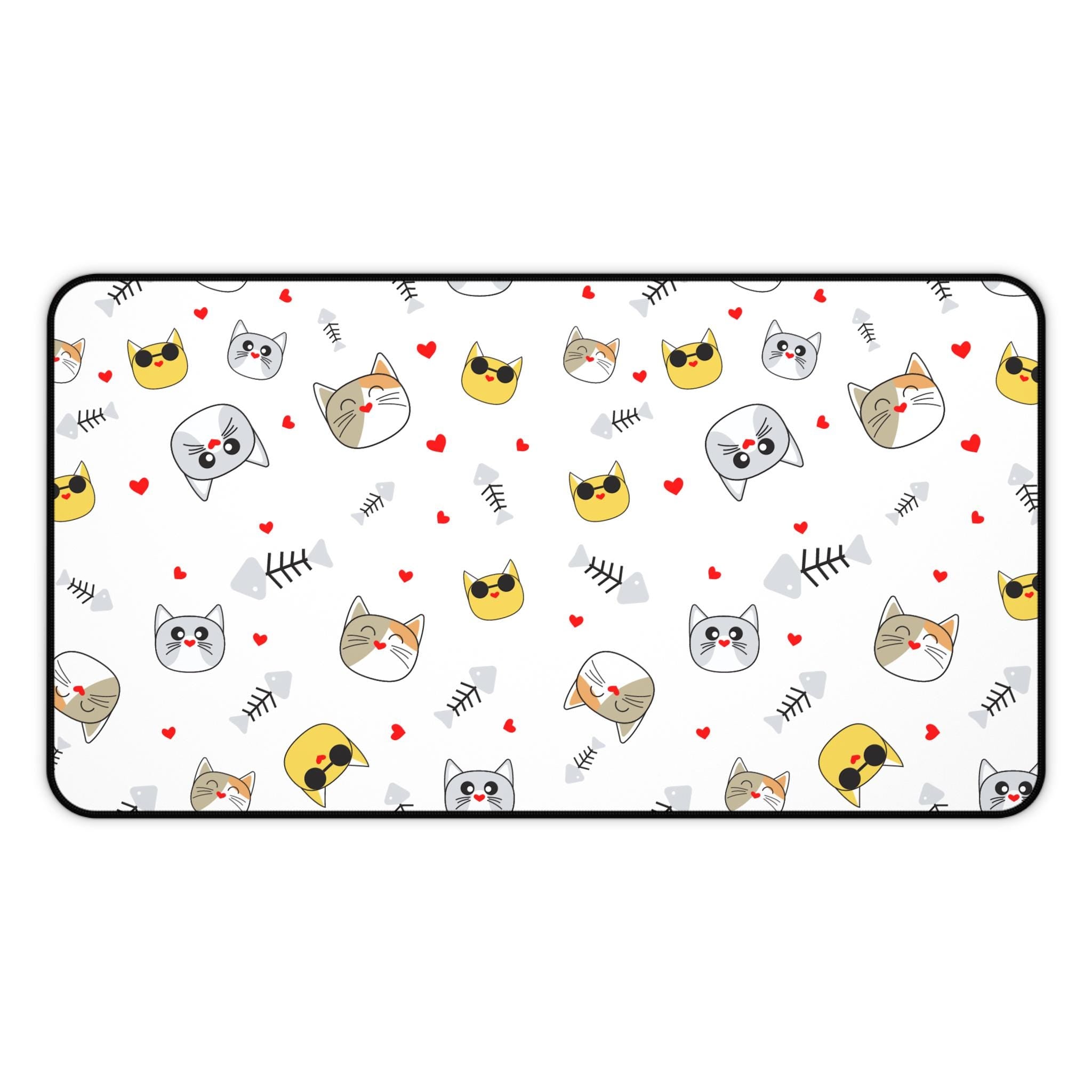 Cute Cat Faces Desk Mat | Patterned Cat Mousepad