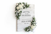 White Wedding Sign with Flower Box