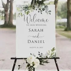 White Wedding Sign with Flower Box 24" x 36"