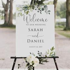 White Wedding Sign with Flower Box 24" x 36"