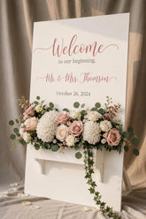 White Wedding Sign with Flower Box