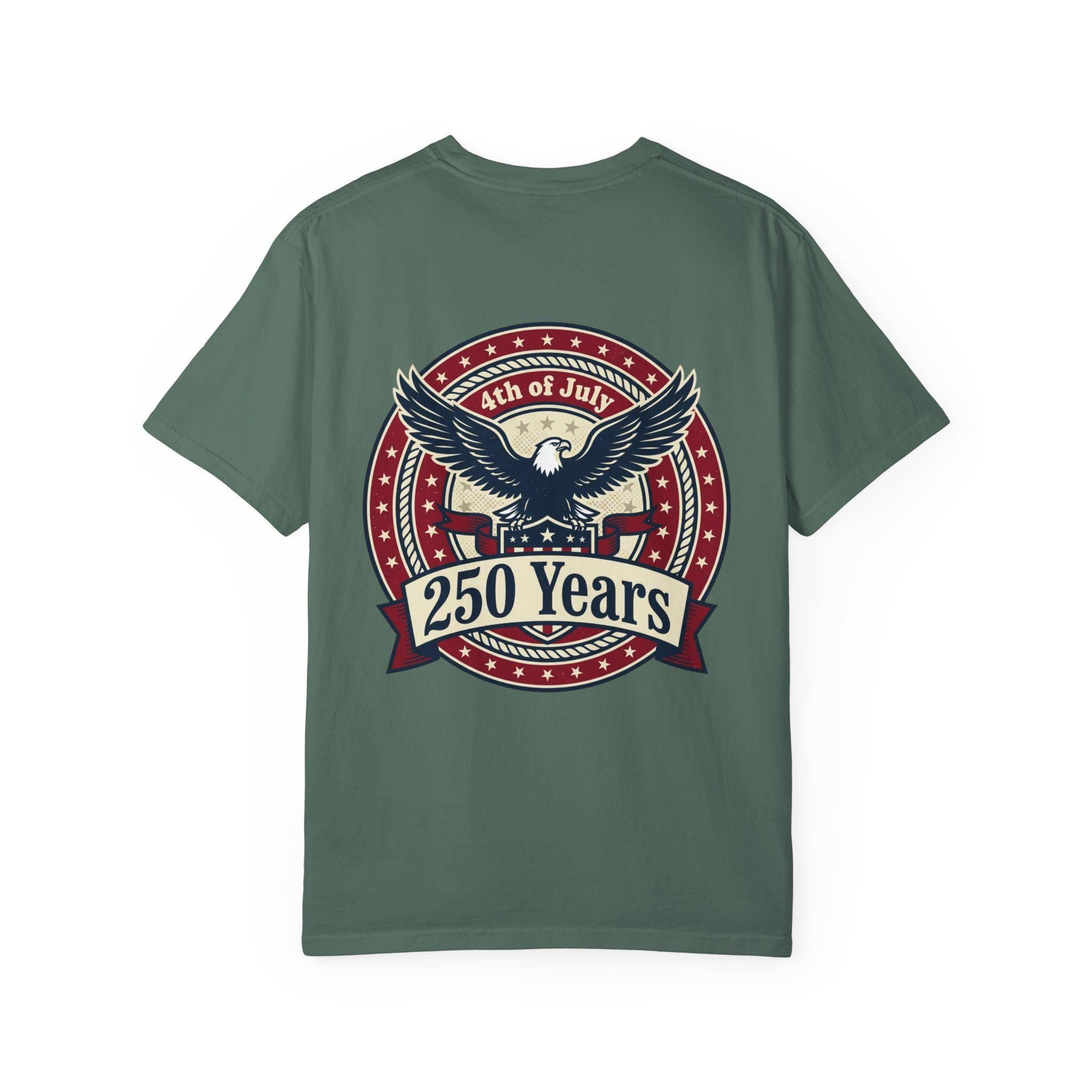 250 Years Eagle Badge T-Shirt | USA 4th of July Patriotic Tee