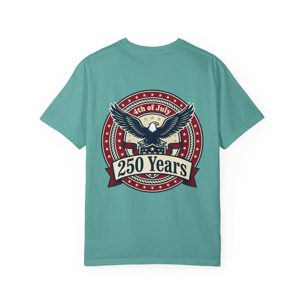 250 Years Eagle Badge T-Shirt | USA 4th of July Patriotic Tee