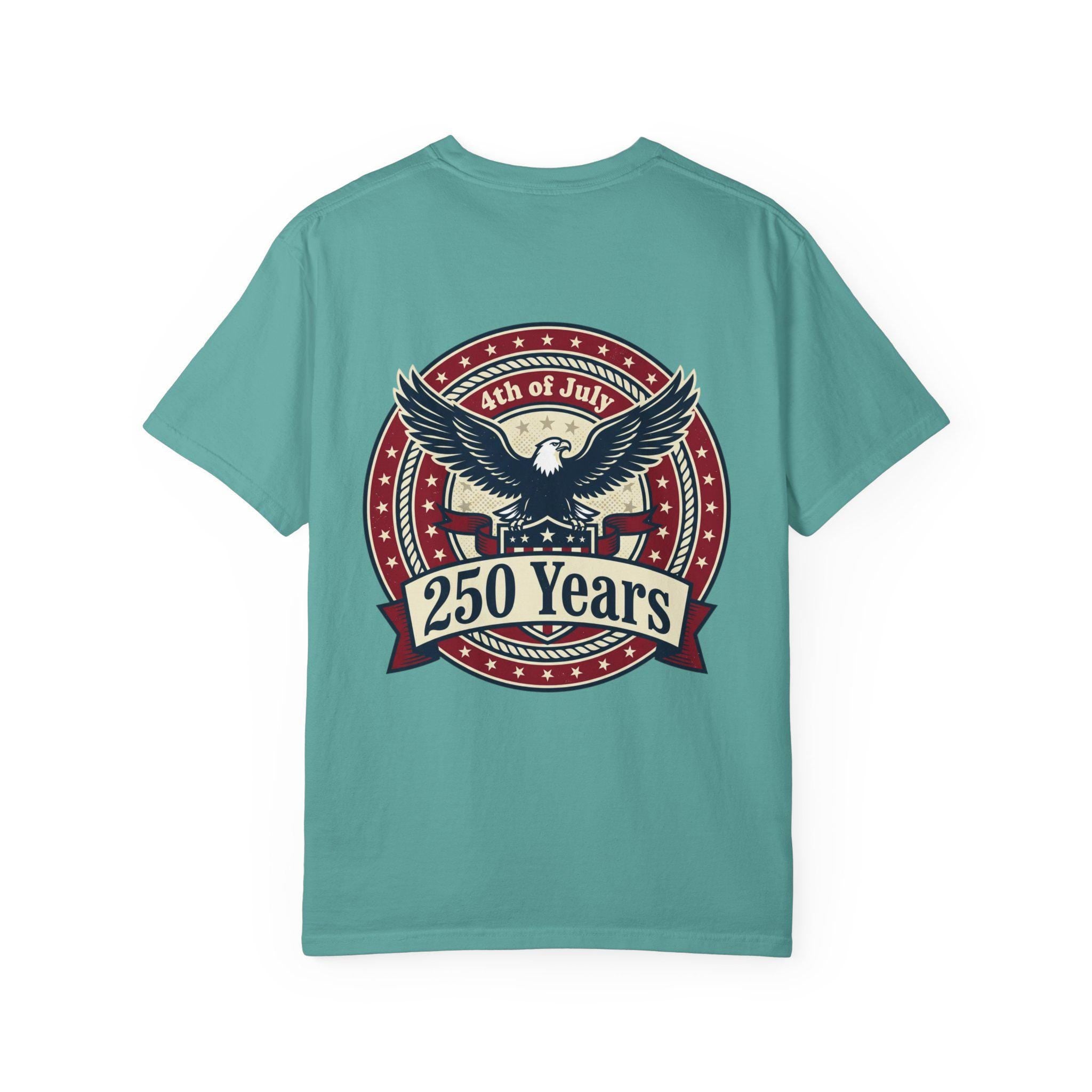 250 Years Eagle Badge T-Shirt | USA 4th of July Patriotic Tee