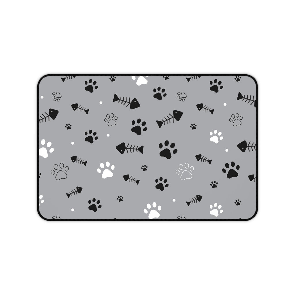 Cat Fish Illustration Desk Mat | Cute Ocean Cat Playful Desk Pad