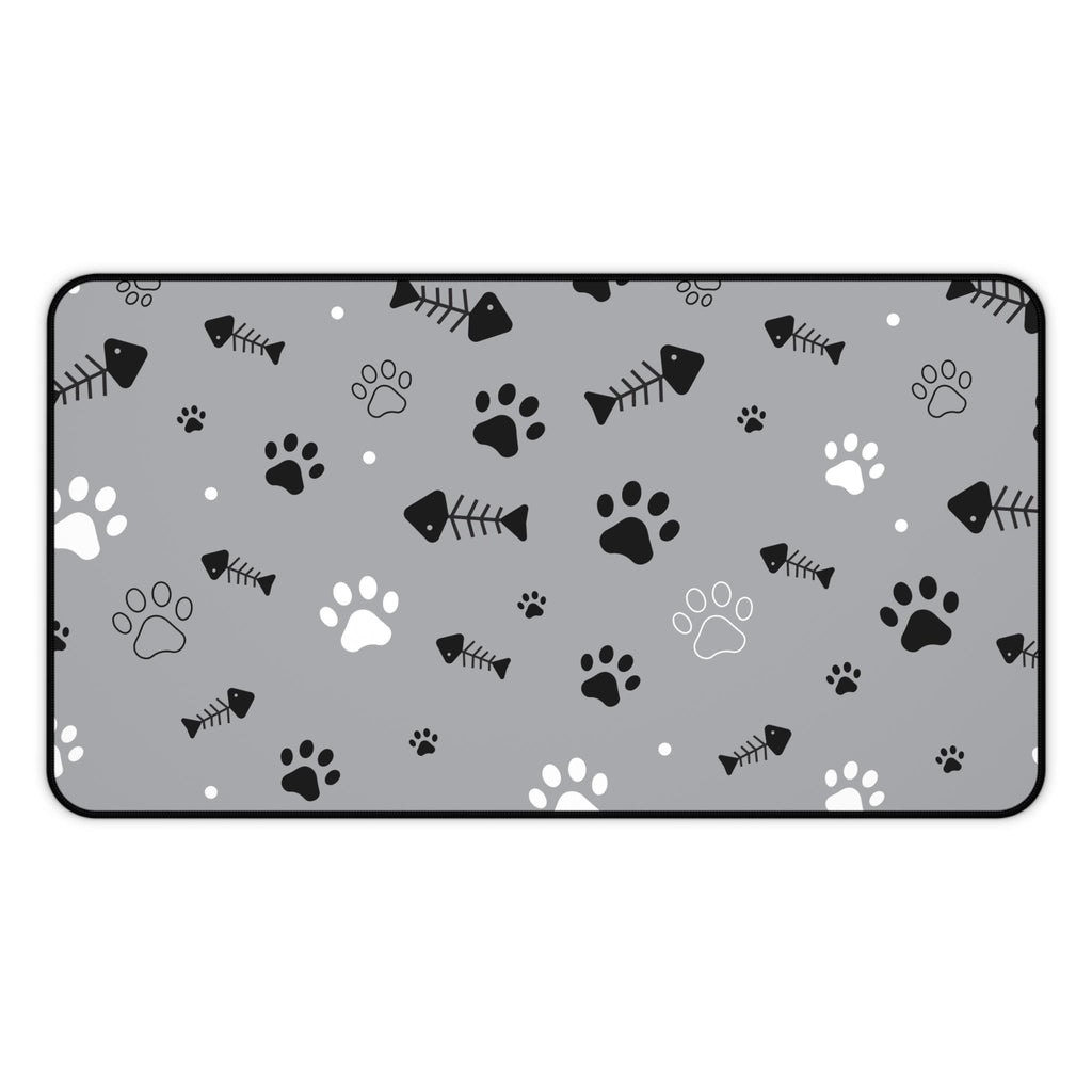 Cat Fish Illustration Desk Mat | Cute Ocean Cat Playful Desk Pad