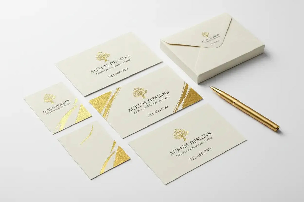 Custom business cards with elegant foil accents on premium card stock
