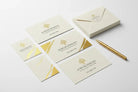 Custom business cards with elegant foil accents on premium card stock