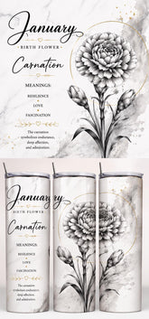 Personalized Birth Flower Tumbler – Handcrafted Floral Drinkware, 20 oz/12 oz