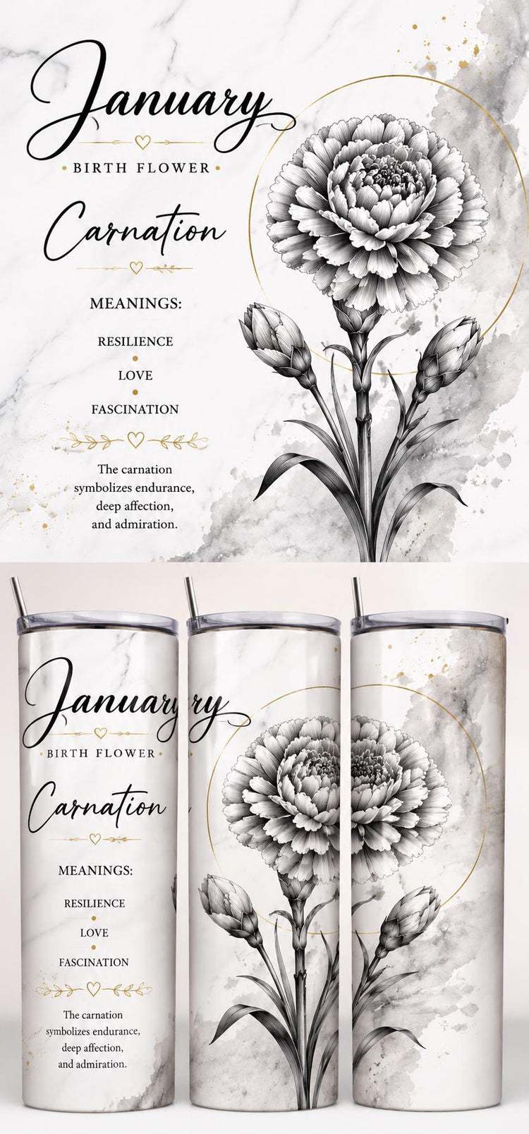 Personalized Birth Flower Tumbler – Handcrafted Floral Drinkware, 20 oz/12 oz