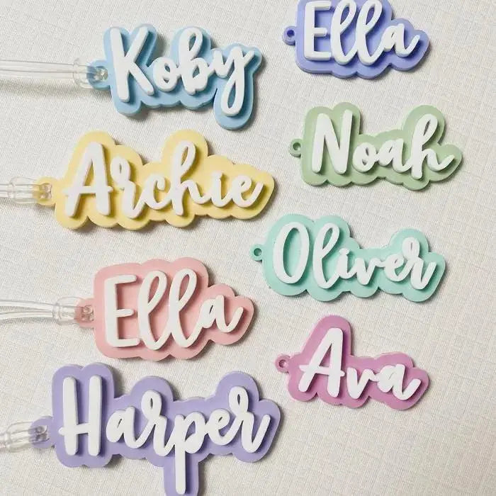 Personalized bag tags, key chains, you decide what size you want it for.