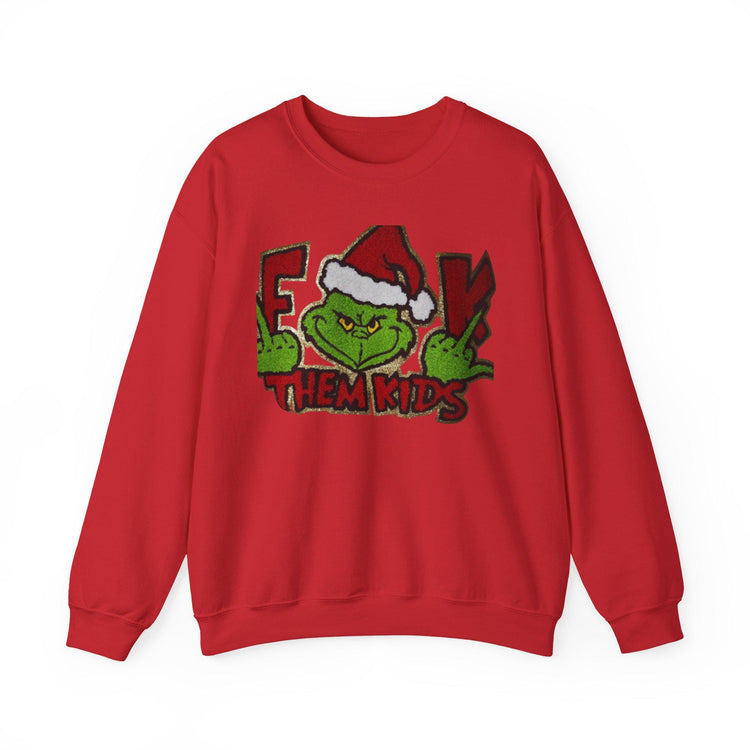 Grinch Peeking Santa Hat Sweatshirt | F--- Them Kids Crewneck