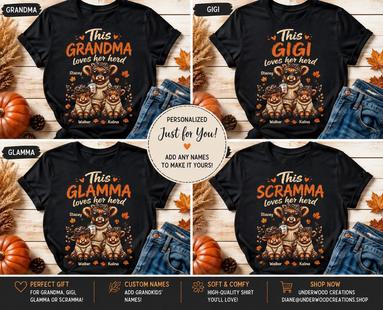 This Grandma, Glamma, Gigi, Mimi, or Any Name Loves Her Herd Sweatshirt | Cute Family, Fall Leaves