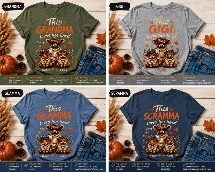 This Grandma, Glamma, Gigi, Mimi, or Any Name Loves Her Herd Sweatshirt | Cute Family, Fall Leaves