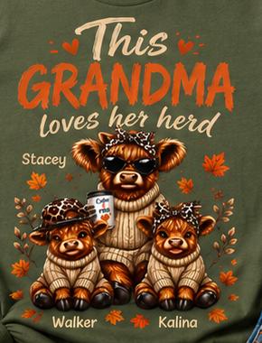 This Grandma, Glamma, Gigi, Mimi, or Any Name Loves Her Herd Sweatshirt | Cute Family, Fall Leaves