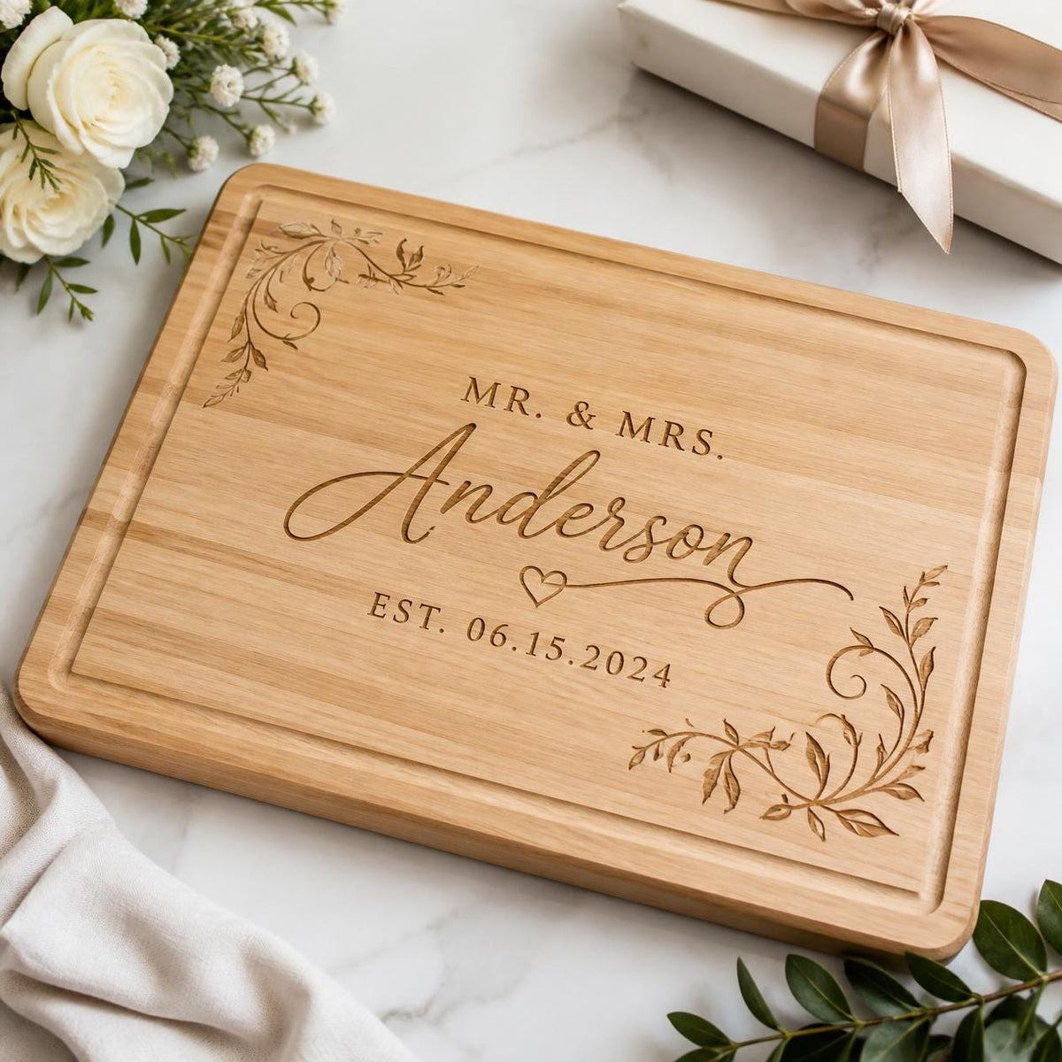 Custom Engraved Wood Cutting Board, Family Keepsake, Wedding Gift, Business Logo