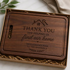 Custom Engraved Walnut Cutting Board, Realtor Closing Gift, Housewarming Present