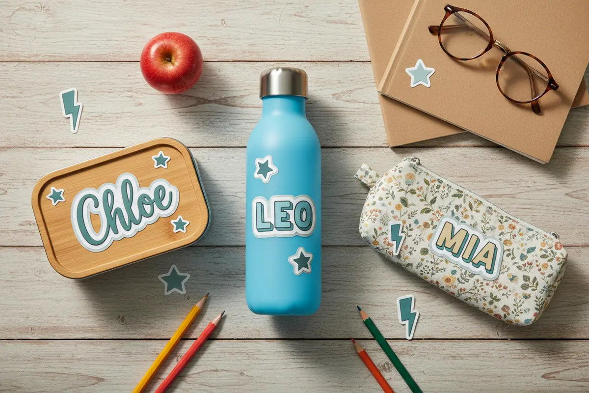 Layered Name Waterproof Vinyl Stickers for Kids – Back to School Labels Underwood Creations