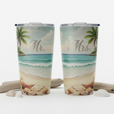 Matching Mr. and Mrs. Tumblers – Beach Print